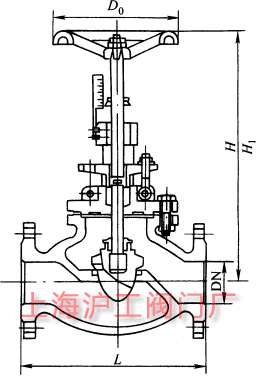 T40H-10、T40H-16、T40H-25 型手動調(diào)節(jié)閥主要外形及結(jié)構(gòu)尺寸示意圖